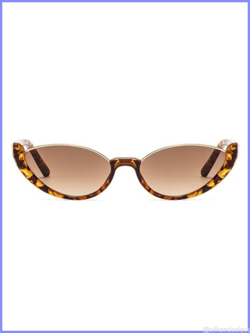 Cat Eye Sunglasses Retro UV400 Semi-Rimless Plastic Frames